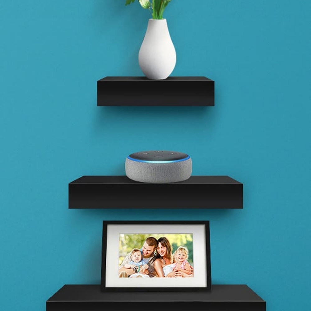 Sorbus black floating shelf set of 3